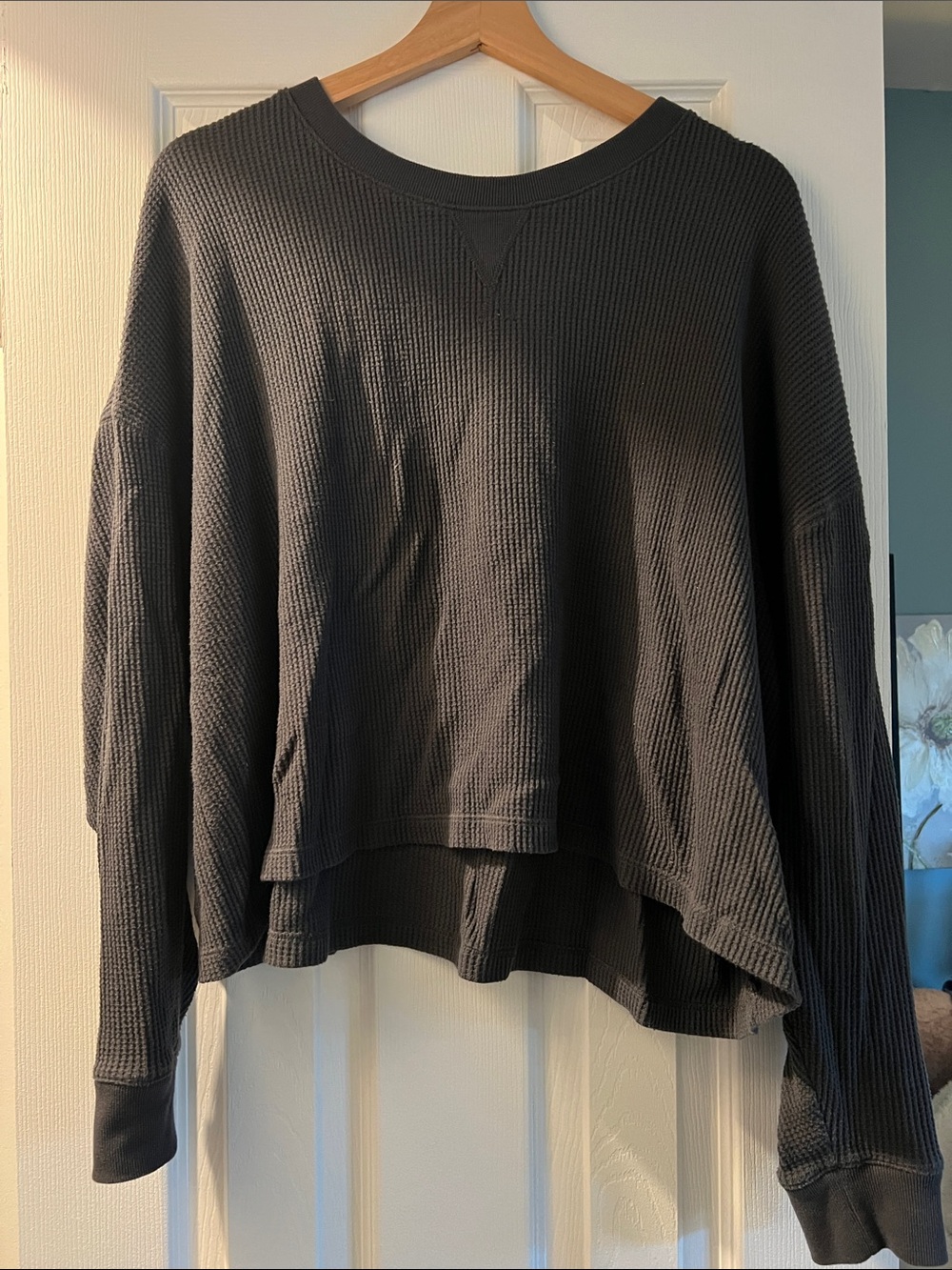 Abercrombie & Fitch Black Waffle Knit Thermal Top